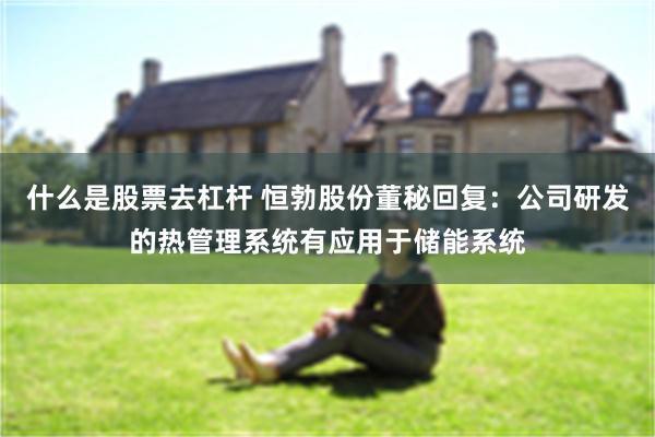 什么是股票去杠杆 恒勃股份董秘回复：公司研发的热管理系统有应用于储能系统