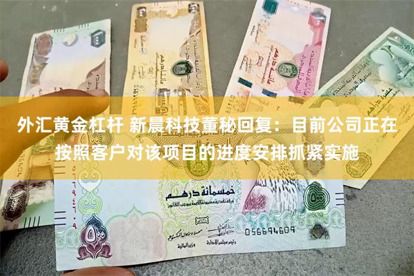 外汇黄金杠杆 新晨科技董秘回复：目前公司正在按照客户对该项目的进度安排抓紧实施