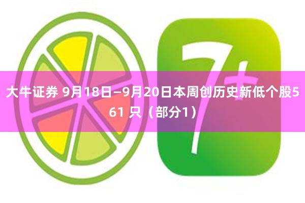 大牛证券 9月18日—9月20日本周创历史新低个股561 只（部分1）