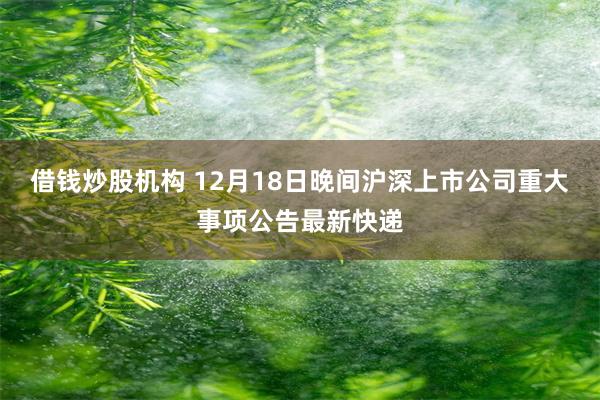 借钱炒股机构 12月18日晚间沪深上市公司重大事项公告最新快递